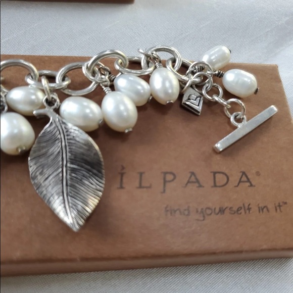 Authentic Silpada NWB Retired Freshwater Pearl Sterling Leaf Cha-cha Bracelet. - Picture 3 of 4